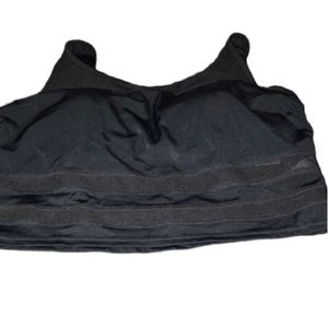 Athleta 40B 40C Black XL tankini sports Bra removable pads sheer detail NWT